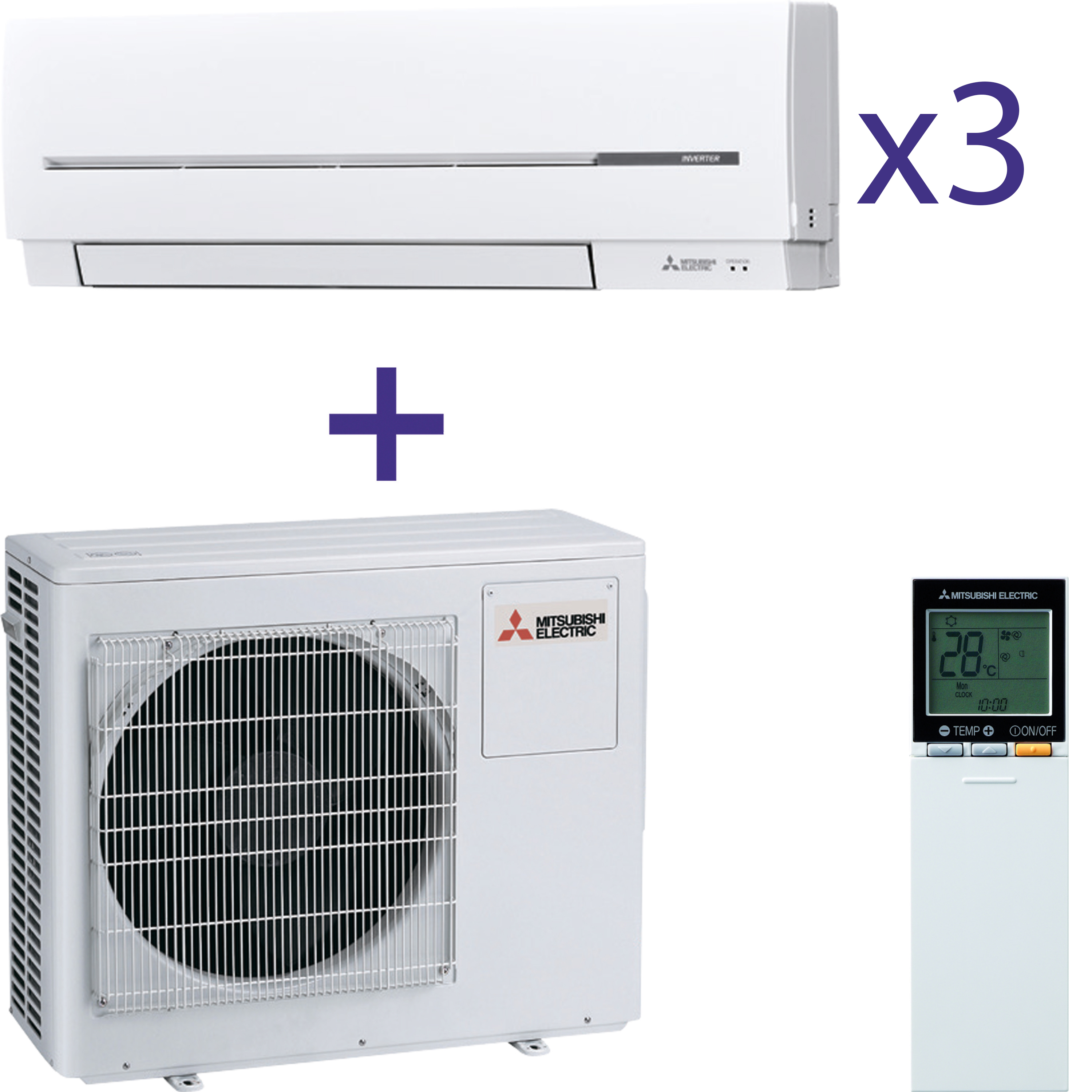 Комплект мультисплит системы Mitsubishi Electric MXZ-3E68VA+MSZ-SF35VE+MSZ-SF15VA*2шт.