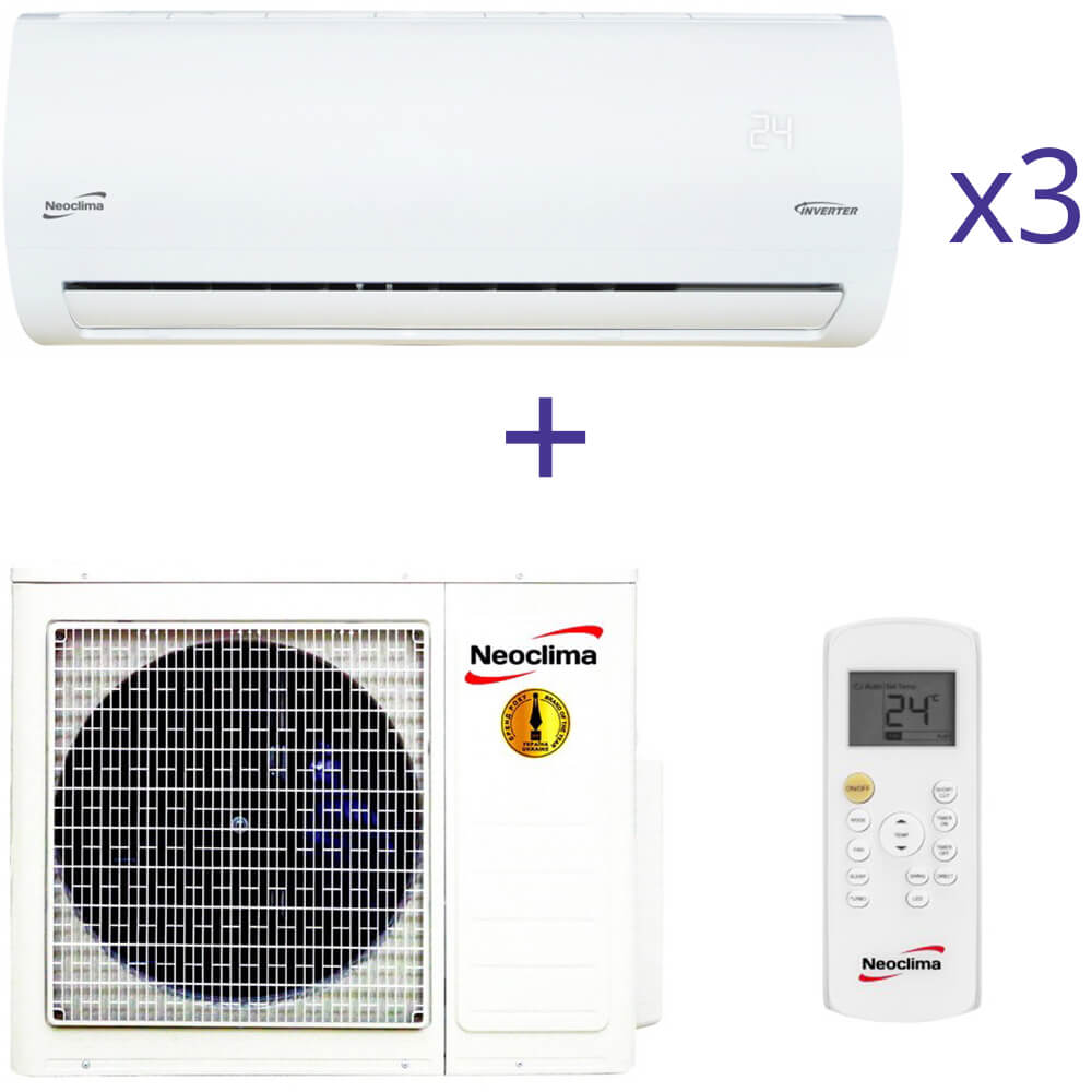 Комплект мультисплит системы Neoclima NU-3M21AFIe+NS-09MEIw+NS-07MEIw*2шт.
